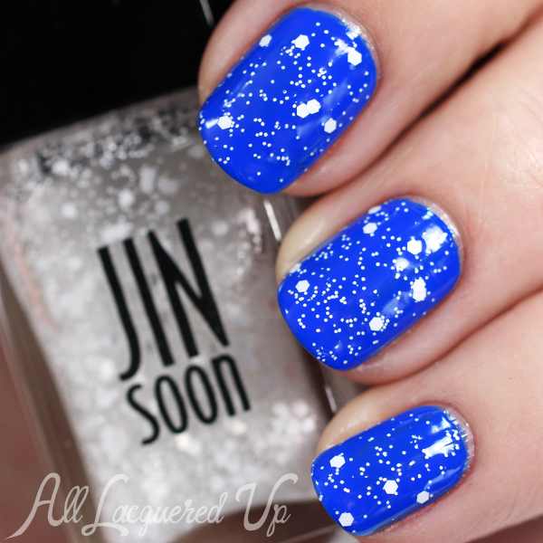 JINsoon Polka White Dot Glitter via @alllacqueredup