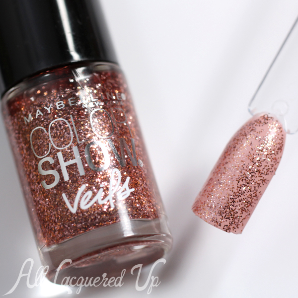 Maybelline Rose Mirage Glitter Veils via @alllacqueredup