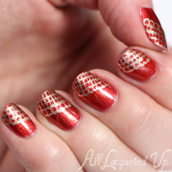 Bronze & Gold Lace Nail Art via @alllacqueredup