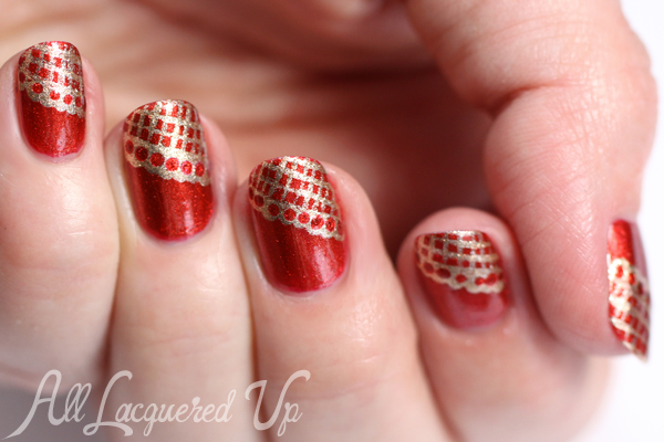 Gold Lace Nail Art via @alllacqueredup