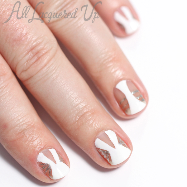 Golden Globes Negative Space Nail Art via @alllacqueredup