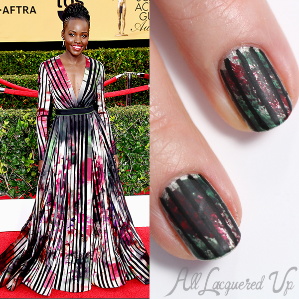 SAG Awards - Lupita Nyong'o in Elie Saab #nailart via @alllacqueredup