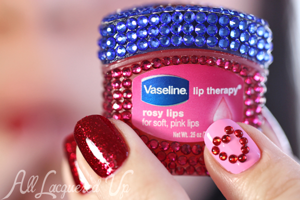 Bejeweled Vaseline Lip Therapy Rosy Lips via @alllacqueredup