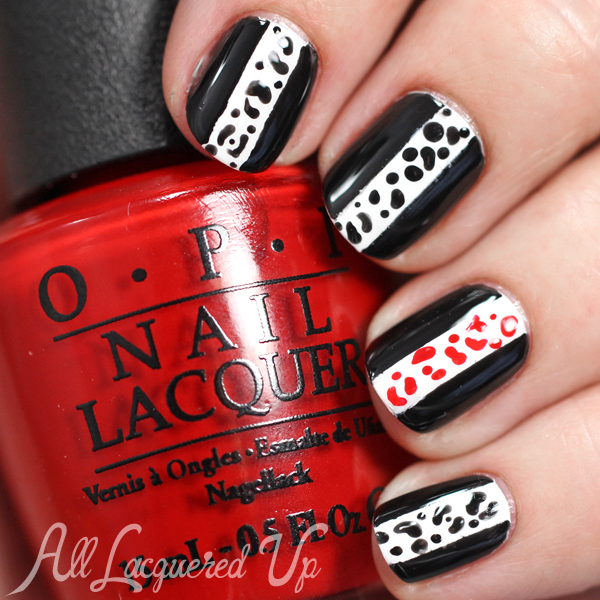  Black & White Nail Art via @alllacqueredup