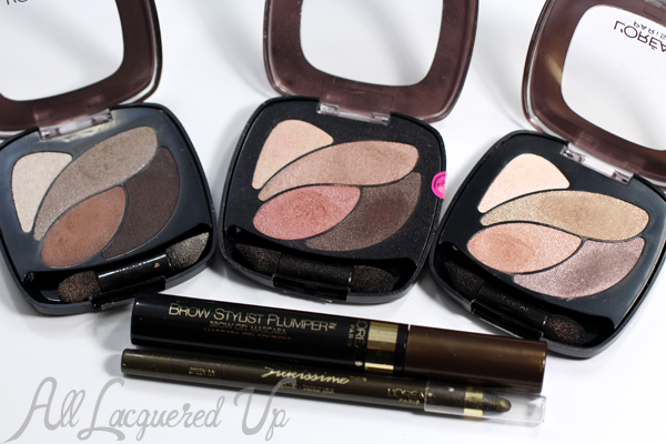 Favorite L'Oreal Eye Products - Brow Stylist Plumper, Dual Effects Eye Shadow, Silkissime Eyeliner via @alllacqueredup