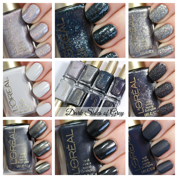 L'Oreal Dark Sides of Grey swatches via @alllacqueredup