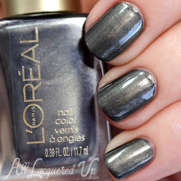 L'Oreal Miss Grey swatch via @alllacqueredup