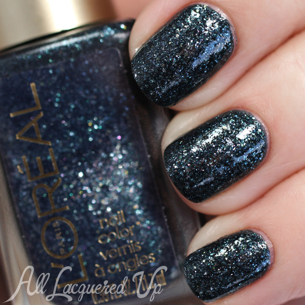 L'Oreal Totally d'Accord swatch with top coat via @alllacqueredup