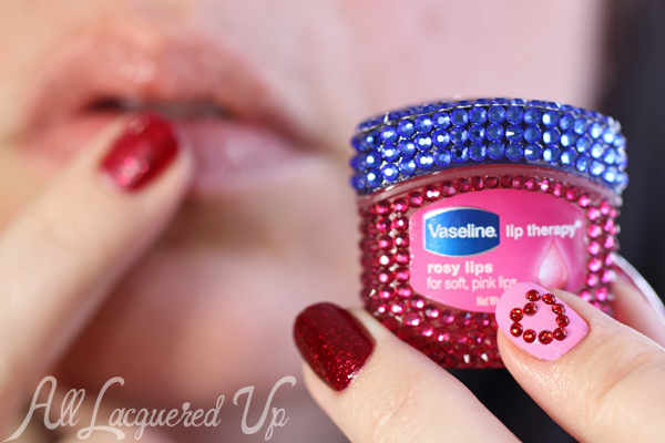Bejeweled Vaseline Lip Therapy Rosy Lips via @alllacqueredup