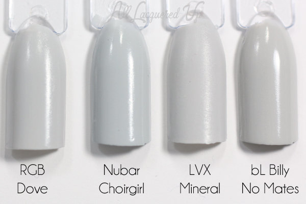 Nubar Choirgirl swatch comparison via @alllacqueredup