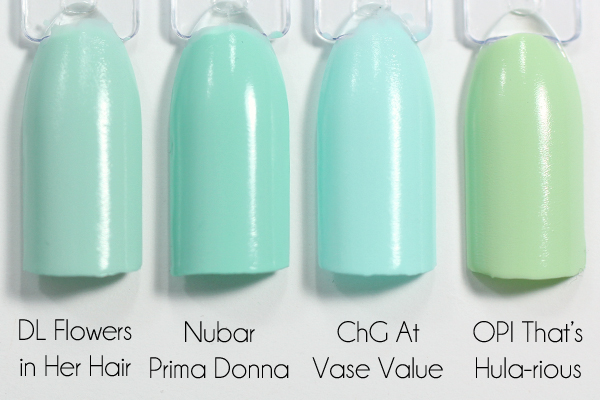 Nubar Prima Donna swatch comparison via @alllacqueredup