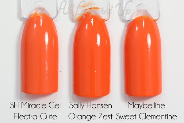 Sally Hansen Orange Zest swatch comparison via @alllacqueredup