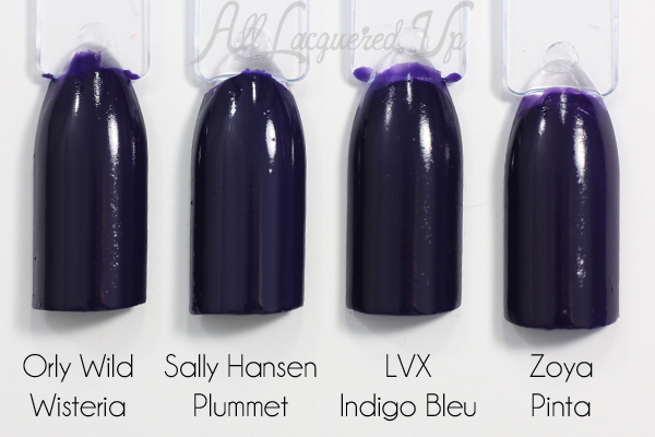 Sally Hansen Plummet swatch comparison via @alllacqueredup