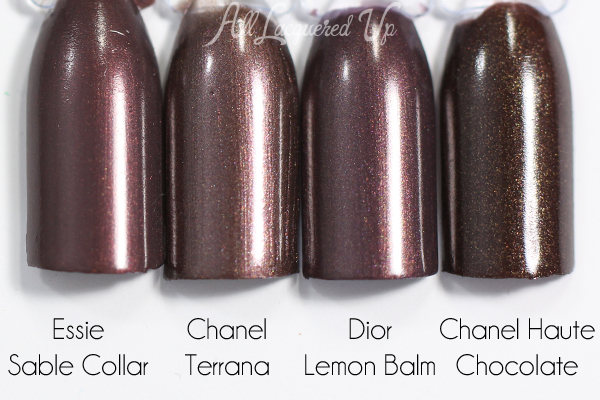 Chanel Terrana swatch comparison - Chanel Summer 2015 Makeup via @alllacqueredup