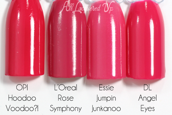 L'Oreal Rose Symphony swatch comparison - Haute Florals Spring 2015 via @alllacqueredup