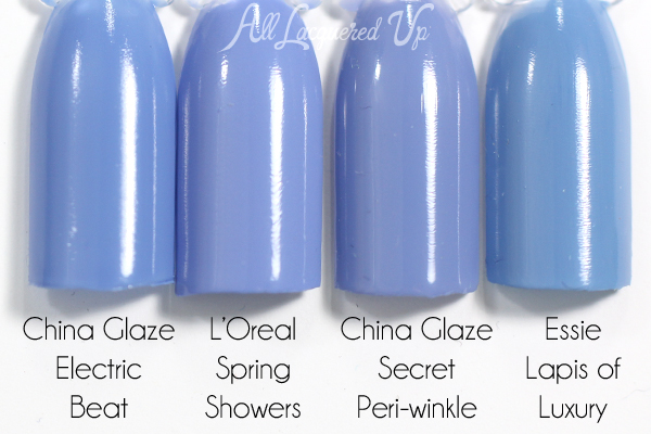 L'Oreal Spring Showers swatch comparison - Spring 2015 Haute Florals via @alllacqueredup