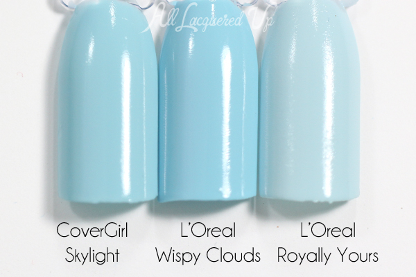 L'Oreal Wispy Clouds swatch comparison via @alllacqueredup