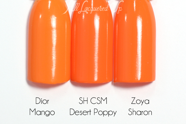 Sally Hansen Desert Poppy comparison via @alllacqueredup