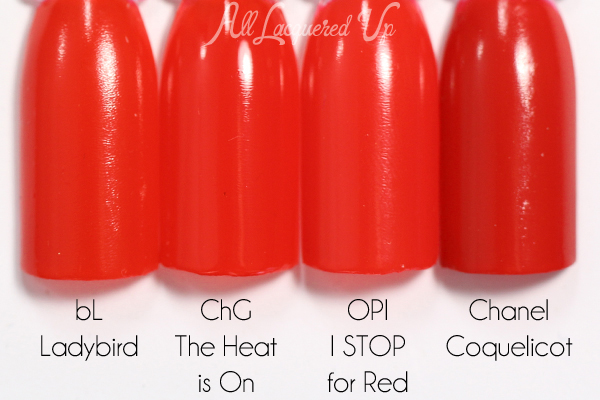 China Glaze The Heat is On comparison via @alllacqueredup