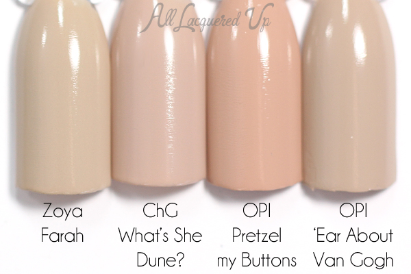 China Glaze What's She Dune? comparison via @alllacqueredup