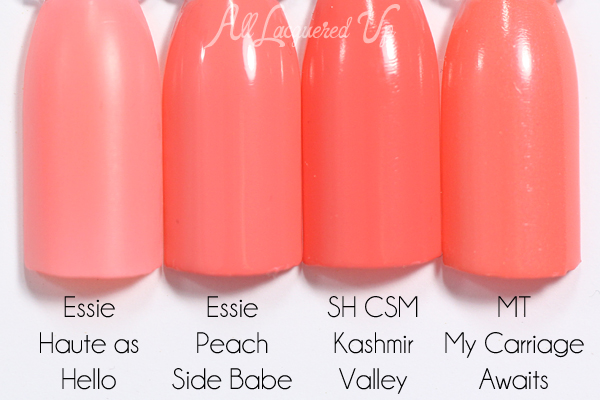 Essie Peach Side Babe swatch comparison - Summer 2015 via @alllacqueredup