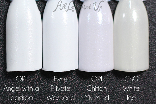 Essie Private Weekend swatch comparison via @alllacqueredup