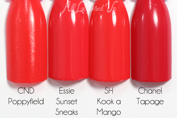 Essie Sunset Sneaks swatch comparison via @alllacqueredup