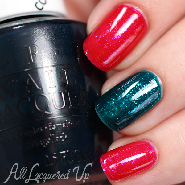 OPI Color Paints - Glass Fleck layering via @alllacqueredup