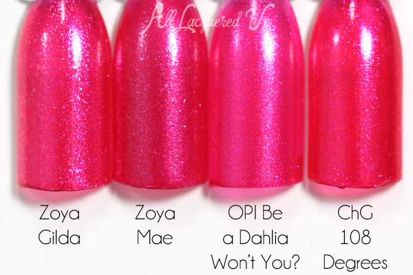 Zoya Mae comparison swatch - Summer 2015 Paradise Sun via @alllacqueredup