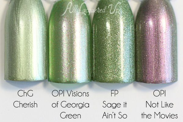 OPI Visions of Georgia Green comparison via @alllacqueredup