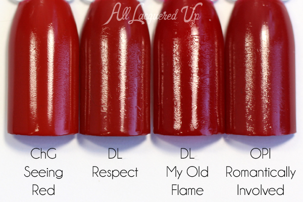 Deborah Lippmann Respect swatch comparison via @alllacqueredup