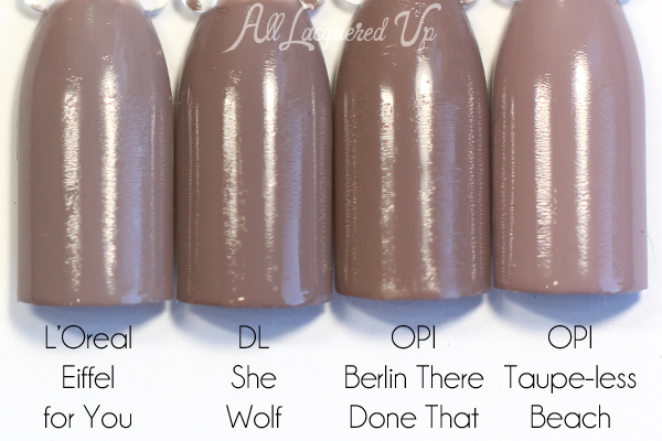 Deborah Lippmann She Wolf swatch comparison via @alllacqueredup