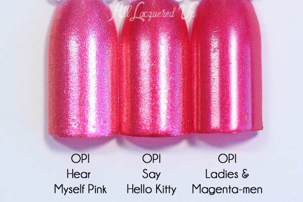 OPI Say Hello Kitty comparison